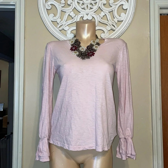 Sundry women’s shirt small 4 6 top Pima long sleeve poet flutter cuff  pink NWT - Picture 2 of 9